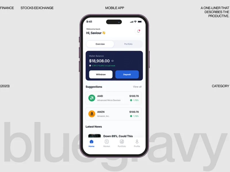 mobile mock of web app designed by Rvysion